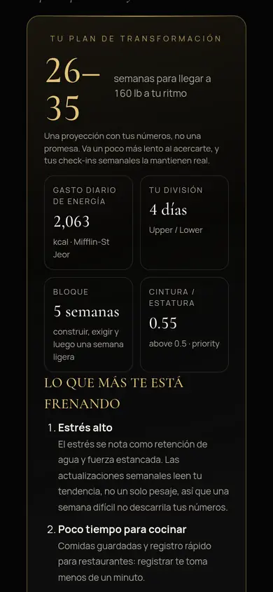 App Aureum: Blueprint con gasto diario, división, bloque y lo que más te está frenando